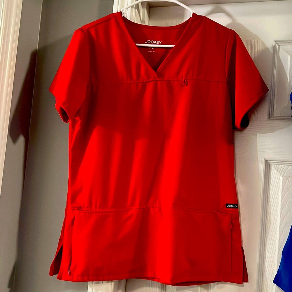 Red Jockey scrub top